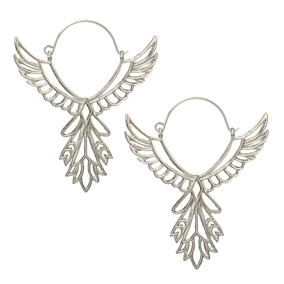 Phoenix Rising Angel Wings Gold Earrings - Picture 8 of 11